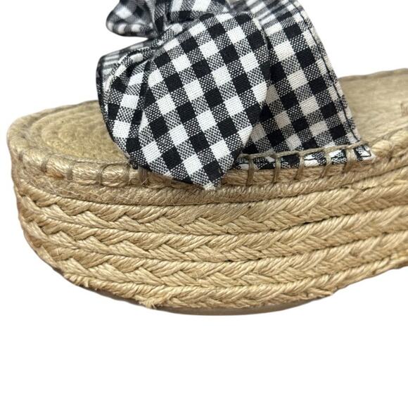Steve Madden Union Black Gingham Plaid Platform Wedge Espadrille Sandals sz 10 - Picture 7 of 16